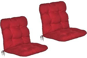 ‎BEAUTISSU Beautissu 2er Set Niedriglehner Auflagen Set Flair NL Stuhlauflage 100x50x8cm Sitzkissen Niederlehner Gartenstühle Sitzauflagen Stuhlkissen Rot