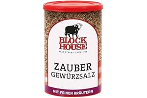 ‎BLOCK HOUSE Block House Zaubergewürzsalz, Gewürzmischung für Fleisch, Fisch und Gemüse in Restaurantqualität, 280g Dose mit Streuaufsatz