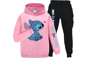 OAIXIUR Kids Blue Cat Cartoon Hoodies and Pants Tracksuits Sets Girls Fashion Sweatshirts Outfits 3-13 Years