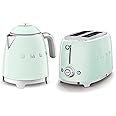 Smeg 50’s Style Retro Range Breakfast Set, 0.8L 1400W Mini Kettle and Multi-Functional Control 2-Slice 950W Toaster, Pastel Green, KLF05PGUK/ TSF01PGUK