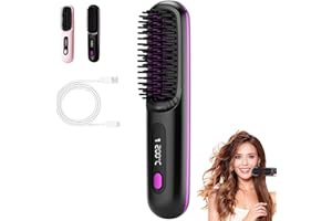 COYCRITER Glow Wave Heated Brush,2025 Glow Wave Heated Brush for Short Hair,USB Charging,3 Heat Settings & LED Screen for Travel and Frizz-Free Styling