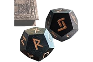 Geteawily Ensemble de dés de Divination, Ensemble de Runes Elder Futhark - Ensemble de Runes Futhark aîné sculpté 2 pièces,Ensemble de Divination Portable pour Les passionnés d'histoire, Petits dés