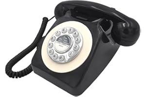 Benross 44520 Classic Retro Telephone/Vintage Style Corded Phone/Classic Ringer Sound/Push Button Dialling/Redial Function/Easy Setup/Black