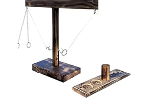Jeu De Lancer d'Anneaux à Crochets, Jeu d'anneau de Lancer, Anneau Jeu De Lancer, Anneau en Bois Jeu De Lancer, Jouets d’Extérieur, Jeu d'anneau de Lancer en Bois pour Les Réunions De Famille
