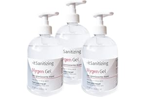 >ITSANITIZING Hygen Gel Mani Disinfettante Igienizzante 1,5 Litri Antibatterico Sanificante Alcool 75% Elimina Virus Naturale con Aloe Vera e Timo Senza Risciacquo Profumato al Limone - 3 Flaconi da 500 ml