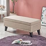BAKAJI Pouf Cassapanca Panca Contenitore Poggiapiedi Camera da Letto Rivestimento tessuto Rettangolare Morbido Capiente Divan
