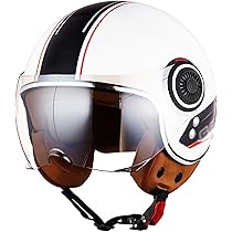 KEFFOR Retro Motorradhelm Herren Damen - Vintage Jethelm DOT/ECE Geprüft Mit Visier