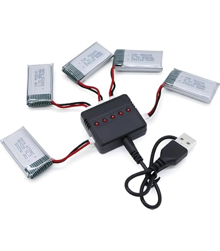 Chargeur Voiture Telecommandé 5PCS 3.7V 1000mAh Batterie Li & 1PCS Chargeur 5 En 1 Pour TB202 TB201 TM201 TM202 TC141 DE35 DE38 DE40 DE50 DE84 DE84 S767 SL-356A 1220A RC Cascadeur Voiture