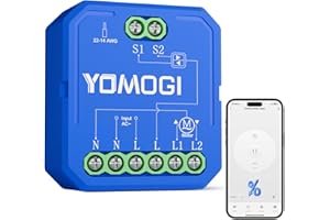 YOMOGI Module Volet Roulant Connecté, Module Interrupteur pour Rideau Stores WiFi, Compatible avec Alexa Google Home pour Contrôle en Pourcentage, Contrôle à Distance, Commande Vocale