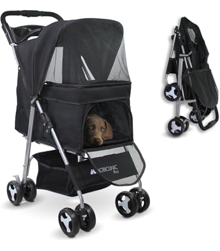 Passeggino Per Cani PawHut Pieghevole - Per Cani Piccoli Fino A 10kg, Con Freni E Cestino - Foto 7