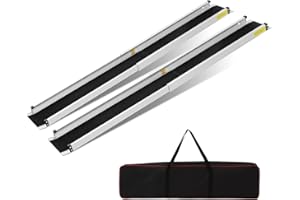 VELPAX 2PCS Rampa Telescopica per Sedia a Rotelle,Max 272 kg 120-213 cm Regolabile, in Alluminio, Antiscivolo, con Capacità di Carico Scale e Ostacoli, Passi in Casa Nella Borsa in tessuto