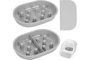 Feriva Lot de Tapis et Gamelle Anti Glouton Chat pour Sure Feed Alimentateur Automatique, 1 Bol Simple, 1 Bol Double, 1 Tapis, Promouvoir Une Alimentation Saine, Antidérapant, Facile à Nettoyer