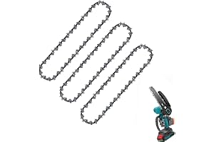 YSUY 3PCS 6 Inch Chainsaw Chains, Mini Chainsaw Chain Replacement for Cordless Handheld Chainsaws, Low-Kickback Small Chainsaw Blade for Tree Trimming and Wood Cutting (37 Drive Links) (3 PCS 6In)