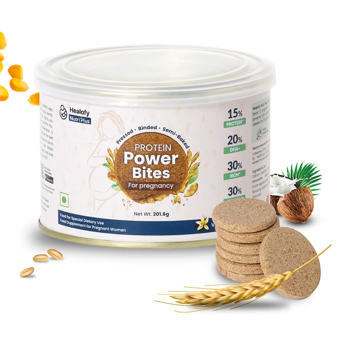 Healofy Naturals Pregnancy Power Bites With Iron,Calcium,Protein,DHA|Pack of 1 Plain