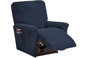 Topchances Pokrowiec na leżankę, aksamitny pokrowiec na leżankę, rozciągliwy, do kieszeni bocznej, dopasowany, standardowy, do salonu, na sofę, granatowy, 4 sztuki