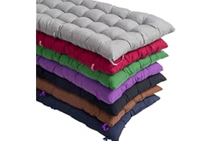 PROHEL Bench Cushion Seat Pad 2 3 Seater Long Padding with Ties for Outdoor Garden Swing Patio Furniture, Indoor Benches Bay Window Pallet Furniture Tufted Cotton Cushions
