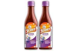 Yahve - Emulsion de Scott Aceite de hígado de bacalao sabor Frutas Tropicales Pack de 2 de 6.1 fl oz - 180 ml - Suplemento dietético para niños con vitamina A y Calcio -