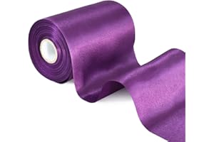 TONIFUL 4 Inch Wide Purple Solid Satin Ribbon 22yd Fabric Large Ribbon for Wedding Car Cutting Ceremony Grand Opening Chair Sashes Table Bows Floral Sewing Craft Gift Wrapping Party Decoration