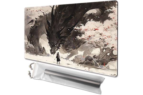 MTG-spelmatta, 61 x 35,5 cm, matta med halkfri baksida och förvaringspåse, perfekt för kortspelsentusiaster, TCG-spelmatta, kortlek ingår ej (Shadow Dragon-No Deck)