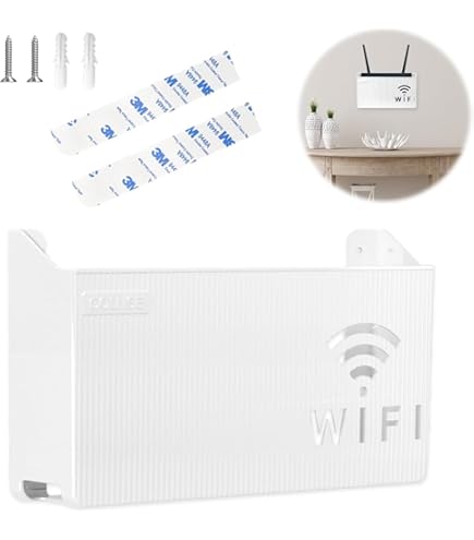 Yamazaki 5461 SMART Untertisch-Organizer für Kabel und Router, weiß, Stahl, minimalistisch, 40 x 11.5 x 43 cm