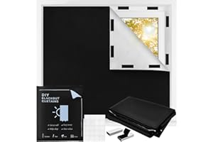 400x145cm Blackout Blinds, QUCUMER Temporary Blackout Blind Stick on Blinds for Window Portable Black Out Blind Curtains with Self Adhesive Fasteners for Nursery Bedroom Travel RV Car