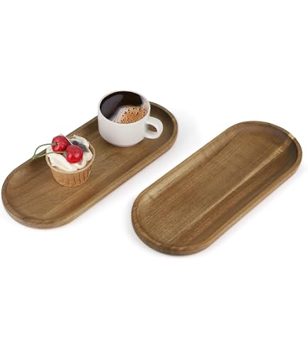 Vassoio Rettangolare In Legno Di Acacia – Piccolo Portaoggetti 19x10,5 Cm, Per Frutta, Snack, Gioielli, Decorazione Casa
