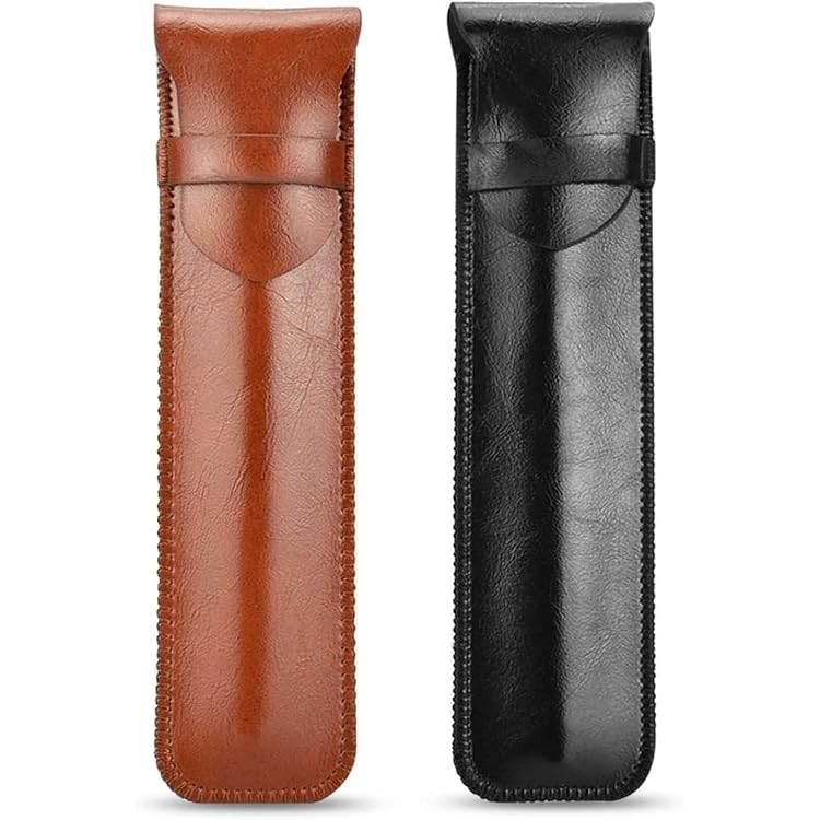 Étui à Crayons En Cuir Véritable Vintage - Fermeture Magnétique, Style Voyage, Marron