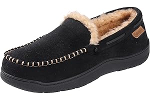 Zigzagger Men's Slippers Moccasin Memory Foam House Shoes Cozy Anti-Skid Slip On House Slippers for Men