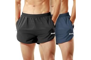 TENJOY Herren Laufshorts Gym Athletic Workout Shorts für Männer 7,6 cm Sportshorts mit Reißverschlusstasche