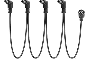 GELRHONR Cavo di alimentazione a margherita, cavo a margherita da 1 a 4 vie Cavo sdoppiatore di alimentazione per pedale effetti per chitarra, DC5521 Cavo sdoppiatore 9V 2A con angolo retto-3,5Ft
