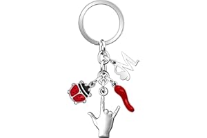 Angelra Portachiavi Portafortuna Donna Uomo, Lettere Iniziali Corno Rosso Coccinella Portachiavi di Regalo di Compleanno Natale