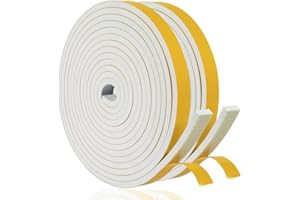 YANKUIRUI Dichtungsband Selbstklebend für Türen Fensterdichtung 10mm(B) x 6mm(D)/10m(L) Schaumstoff Klebeband Gummidichtung Gegen Kalte Zugluft/Anti-Kollision/Schalldichter/Wasserdichter/Staubdicht Weiß