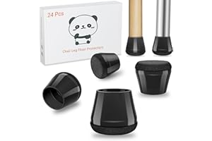 Meldel Protector Patas Sillas 24 Piezas Mediano - Negro Silicona Protector Sillas Patas con Almohadillas de Fieltro,Eliminan el Ruido y los Arañazos (Circular, 22mm-30mm)