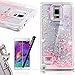 Produktbild We Love Case Samsung Note 4 Hülle Treibsand Galaxy Note 4 Hülle Glitzern Flüssig Rosa Liebe Transparent Kristall klar Durchsichtig Schutzhülle Handyhülle Handytasche Handycover PC Harte Case Anti-Scratch Handy Tasche Schale Schlank Backcover Bumper Fall Ultra Dünn Anti-Kratz für Samsung Galaxy Note4 + Fuchs Fox Anti Staub Stöpsel + Eingabestift Stylus + Screen Schutzfolie