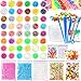 Produktbild Pllieay 65 Pack Schleim Zubehör Set Einschließlich Schaum Kugeln, Goldfischglas Perlen, FRUCHTSCHEIBEN, Leuchtenden Stein, Werkzeuge, Schaumstoff Ball Vorratsbehälter, Herz-und Sechseck Form Pailletten Glitter Gläser für DIY Handwerk (Nicht Enthalten Schleim)