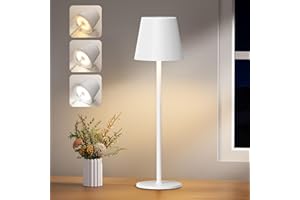 PreeOtti Lampe de Chevet LED Sans Fil, 3 Modes de Couleur, Gradation Progressive, Lampe de Table Rechargeable, Lampe de Bureau pour Chambre Salon Extérieur Camping Chantier(Blanc)