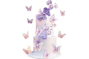 ZHIHUI 30Pcs Butterfly Cake Topper, Colourful Butterfly Cake Decorations Cupcake Toppers, Gold Edge Mixed Size Butterfly Cupcake Picks for Family Cupcake Wedding Cake Birthday Party Food Decoration