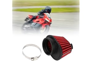 Chacerls Filtro Aire Moto,Doble Capa Universal para Motocicletas Motor Setas Cabezal Filtro de Aire Accesorio Rojo para Honda (55 mm)