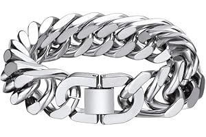 Bandmax Pulseras Grandes de Cadenas Cubanas 8mm 12mm 17mm Ancho, 19cm/21cm/23cm Largo