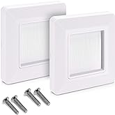 kwmobile 2 x Flush-Mounted Cable Grommet Cover – Flush-Mounted Box Lid – Cable Entry Outlet – Box Cover with Brush – White/Wh