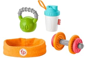 Fisher-Price Coffret Petit Sportif avec 4 Jouets d'imitation pour Faire Travailler la motricité Fine de bébé, 3 Mois et Plus, GJD49