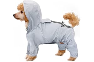 JODSEN Impermeabili per cani,Poncho impermeabile regolabile con coulisse da esterno per cuccioli,Giacca da cucciolo con Riflettenti Striscia per cani di taglia piccola e media (XXL, Blue)