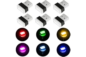 ‎URAQT URAQT USB Auto Ambient Beleuchtung, 6 Stück LED Innenraum Lichter, Plug-in 5V Mini Dekoration für Autos, Laptops und Nachtlichter