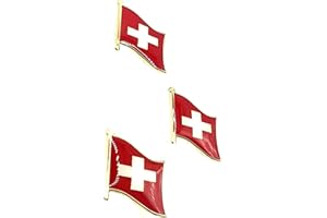 SNS COMPONENTS Szwajcaria Szwajcaria Europa metalowa emalia flaga państwa przypinka odznaka opakowanie 3 szt, Jeden rozmiar, Metal