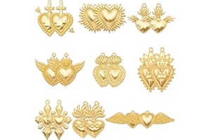 SUNNYCLUE 18 Pz Ciondoli Cuori Sacri Gotici In Oro, Amore Messicano Fai Da Te - Ideale per Halloween Donna Adulto