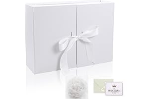 GRANTOP Pudełko prezentowe z kokardką, pudełko prezentowe z pokrywką, pudełko prezentowe z wstążką i rozdrobnionym papierem, magnetyczne pudełka prezentowe na wesele, urodziny, Boże Narodzenie, jubileusz