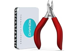 RONAVO Coupe-ongles – Traitement des ongles incarnés et coupe-ongles pour ongles épais – Coupe-ongles professionnel robuste, grands ciseaux à ongles pour personnes âgées/hommes/femmes (rouge)