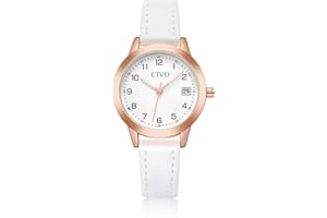 CIVO Montre Femme Bracelet Cuir: Petit Montre-Bracelet Quartz Analogique Etanche avec Aiguilles Lumineux - Élégante Cadeau pour Femmes et Filles