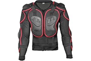 YuanDiann Moto Armure Veste de Protection Pare Pierre Cross Motard Gilet de Protection Cyclisme Patinage Snowboarding Plastron avec Protection de la Poitrine et Dos Rouge S