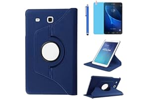 R.SHENGTE Étui Housse Coque pour Samsung Galaxy Tab A 7.0 Pouces 2016 (SM-T280 SM-T285) - 360 degrés Rotation Full Protection Kickstand Case Cover,avec Un Stylo,Écran Film (Deep Blue)